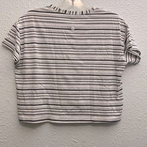 lululemon athletica White and Black Striped Crop Top